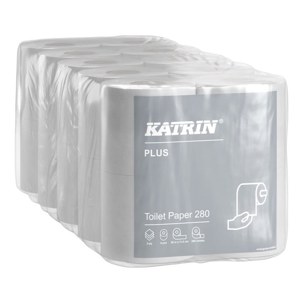 Katrin Plus WC-pap. 280 3-kert.valk. 20 rll/sk=5600 ark/sk, rullan levys 11,5 cm (35 sk/lava)