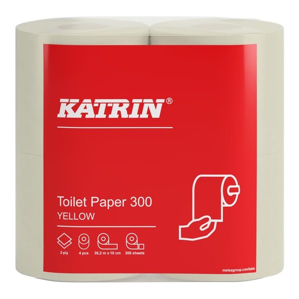 WC-paperi Katrin Toilet 300 keltainen, 40 rll/sk, 12240 arkkia/sk, 36 sk/lava